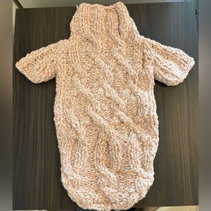 Light Pink Handmade Knitted Dog Sweater - Size Small-Medium